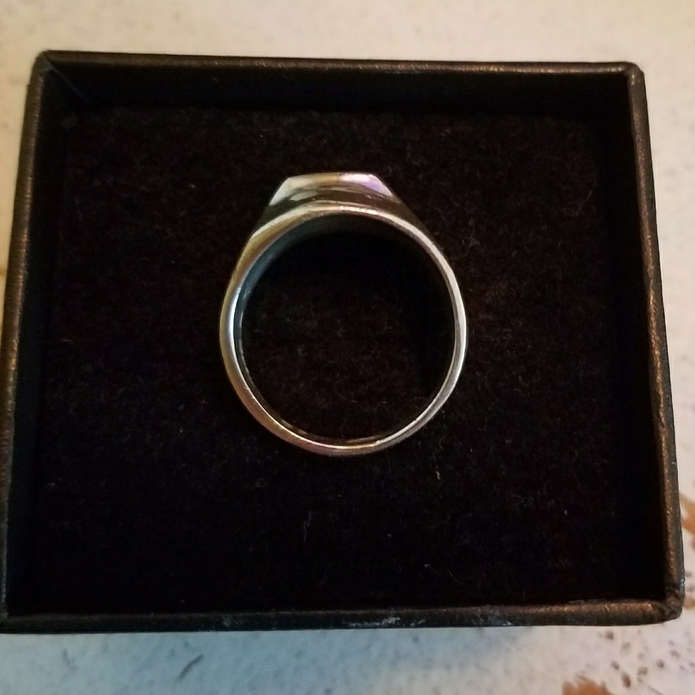 Men's Onyx & Sterling Silver 925 Ring - Size 9 - Picture 3 of 5